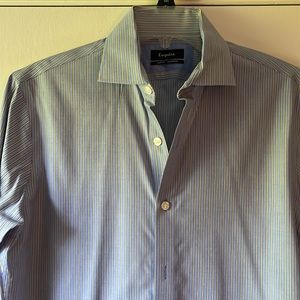 Blue with gold stripes slim fit dress shirt